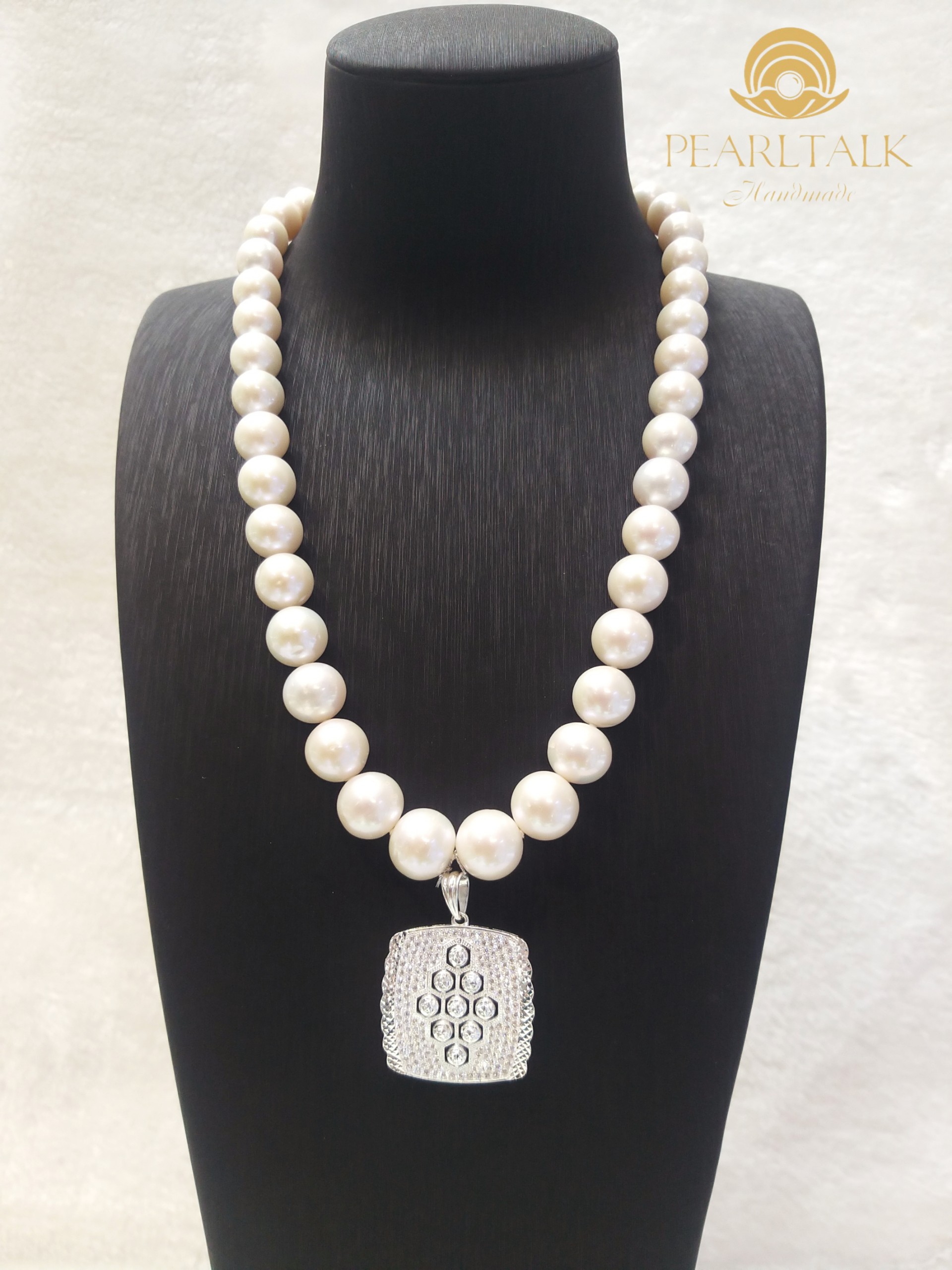 CHUỖI NGỌC TRAI TRẮNG SILVER 12mm